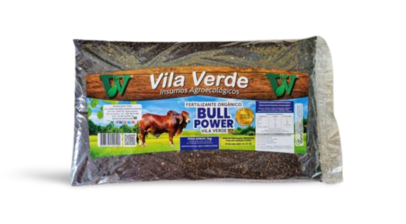 "Pacote refil de 1kg do Fertilizante Orgânico Bull Power da Vila Verde, ideal para nutrição eficaz das plantas."